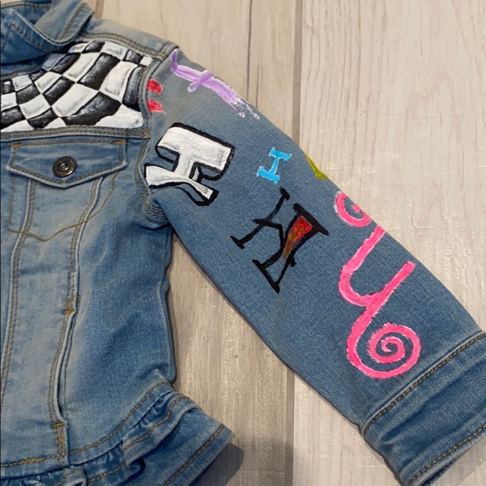 🎉HP🎉 Custom HERMÉS-themed denim jacket 2T - Picture 7 of 11